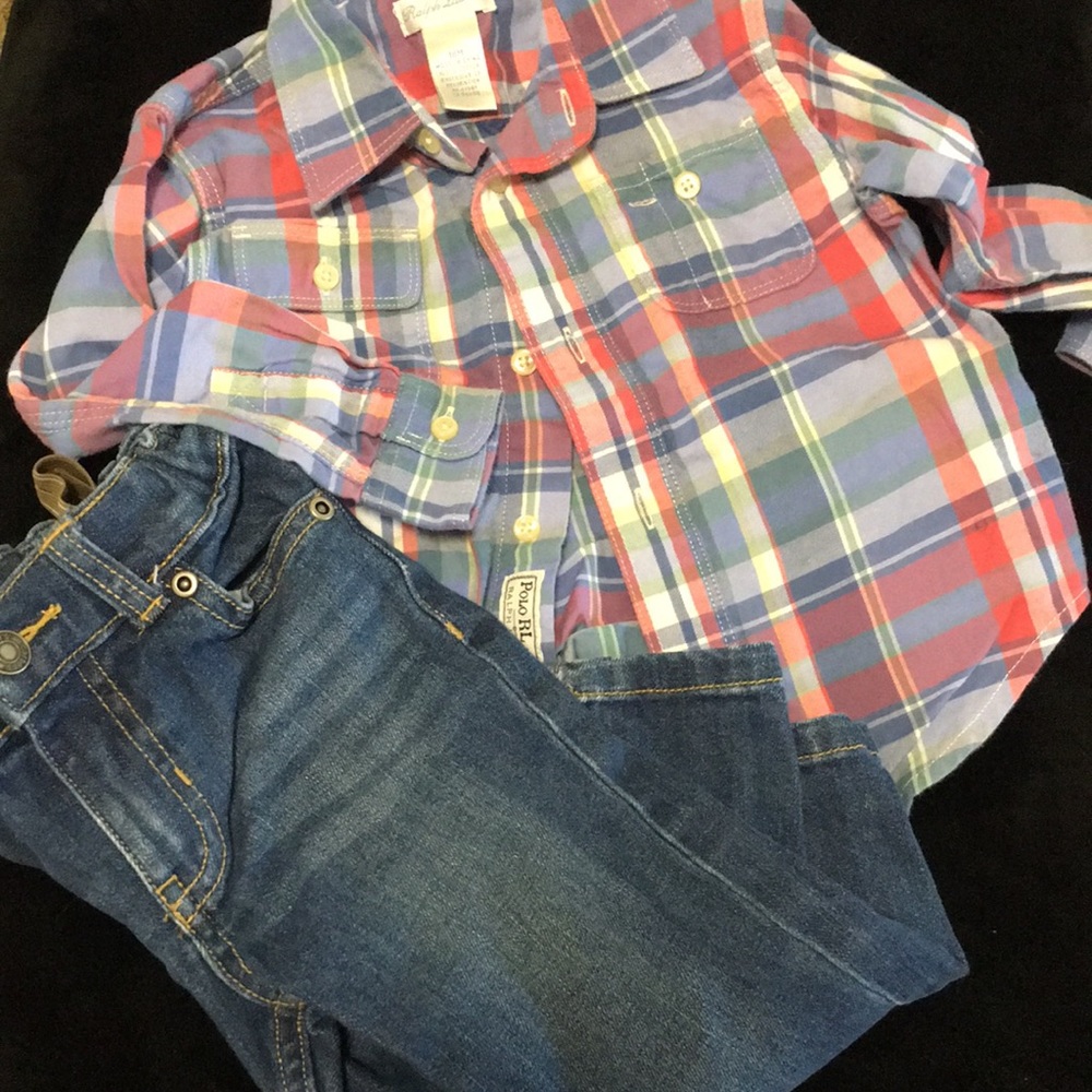 RALPH LAUREN button down shirt and Carter’s skinny Jean